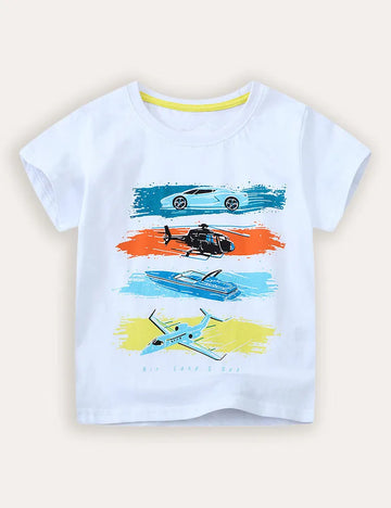 Airplane Print Short-sleeved T-shirt